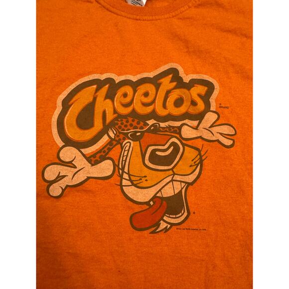 Y2K Vtg Cheetos Graphic T-Shirt Orange Sz L Unisex Cotton/Poly Blend - Picture 2 of 6